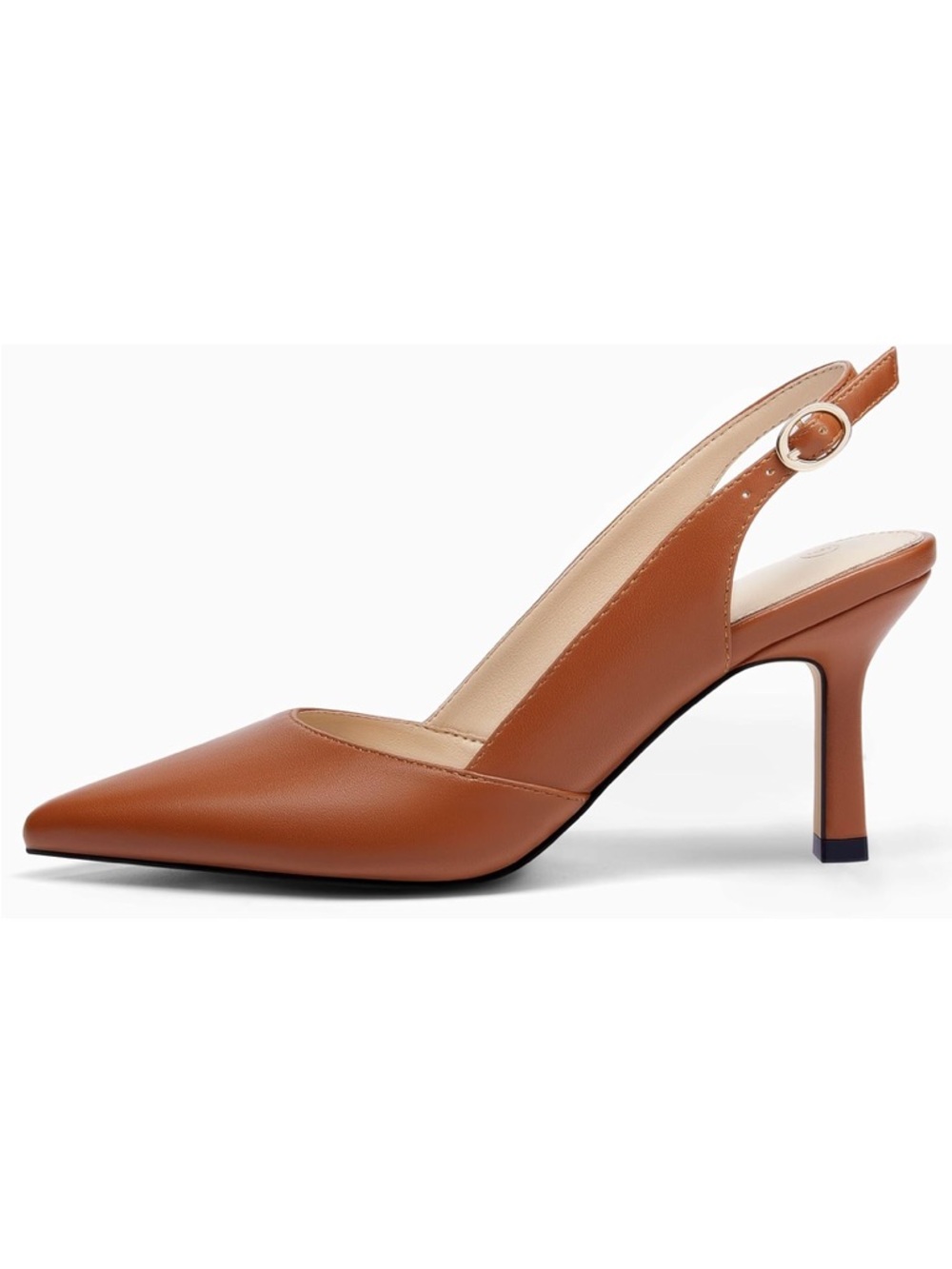 Pointed Slingback Heels in Cognac Tan
